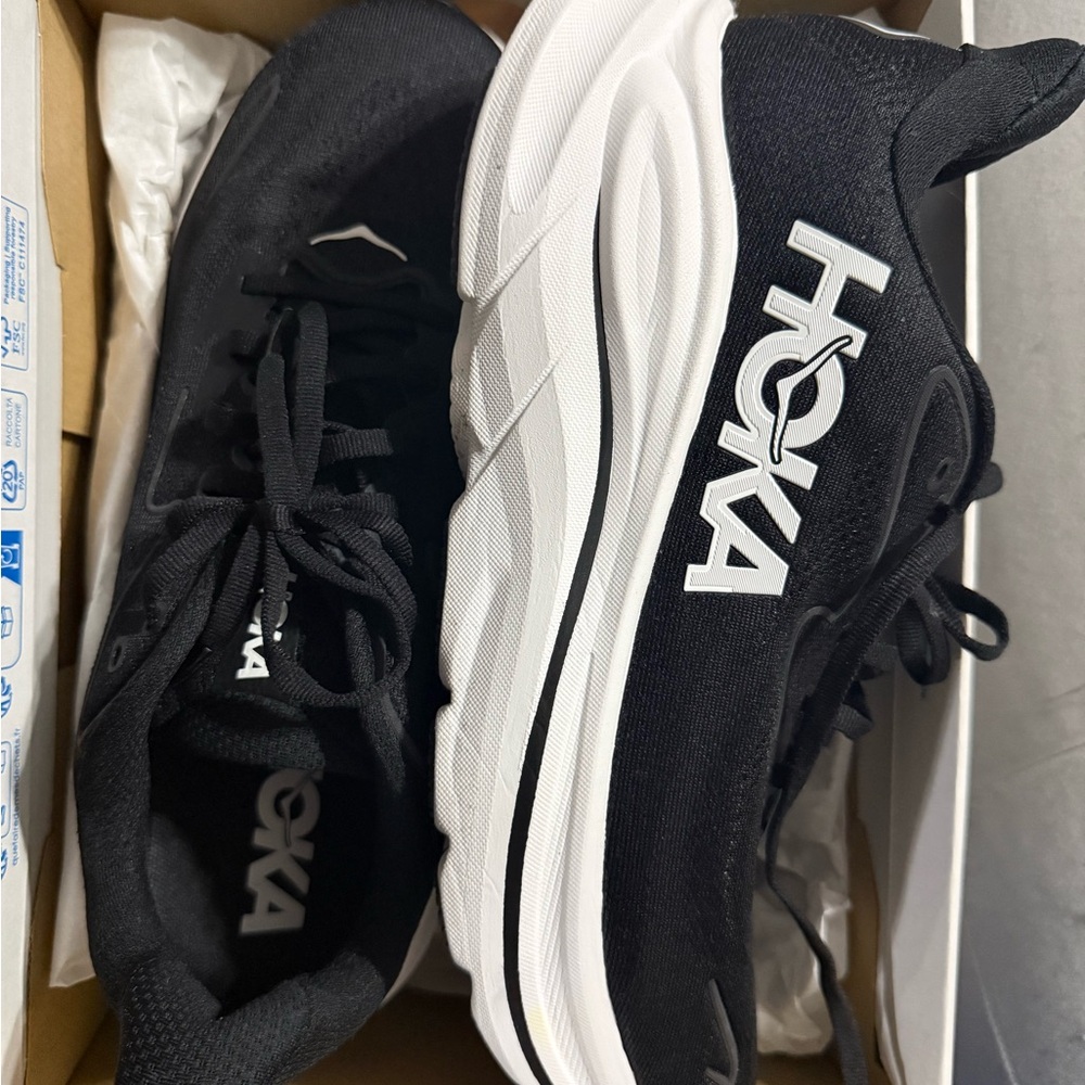 Hoka Black and White Athletic Sneakers